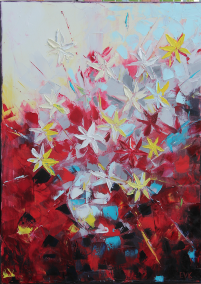 Whimsical Florals #5. 50x70cm. oil on canvas