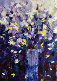Whimsical Florals #6. 50x70cm. oil on canvas